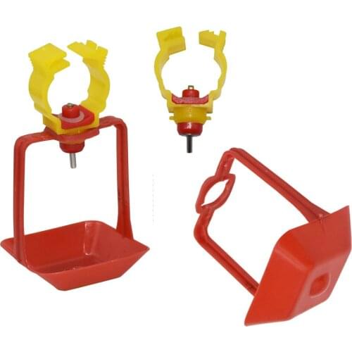 100 pcs Quail Poultry Automatic Waterer Drinkers Red hanging cup Yellow nipple Drinker For Diameter 25 mm Pipe