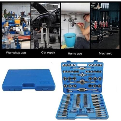 110Pcs Tap and Die Set Tungsten Steel Titanium Tap and Die Combination Set For Internal Threads & Cutting External