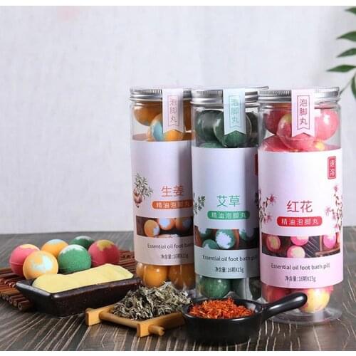 16PCS/Set Natural Bath Bombs, 15g Bubble Bath Bomb Gift Set for Foot Relaxing, Rich in Essential Oil, Safflower Wormwood Ginger