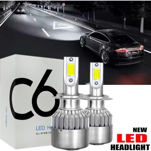 2pcs C6 LED Car Headlights 72W 7600LM COB Auto Headlamp Bulbs H1 H3 H4 H7 H11 880 9004 9005 9006 9007 Car Styling Lights