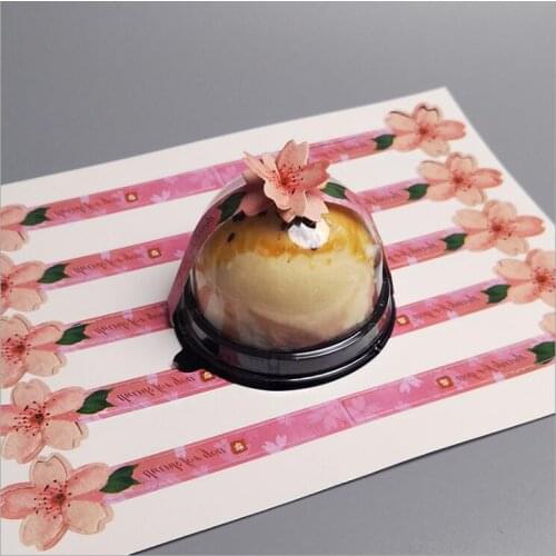 30pcs 3D Pink Cherry Blossom Label Stickers Cake Packaging Egg Yolk Pastry Decoration Sealing Sticker Buckle Sticker