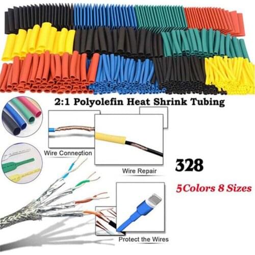 328 Pcs Flame Retardant Heat Shrink Wrapping Thermoresistant Tube Wire Cable Insulation Sleeving Assorted Kit Termoretractil