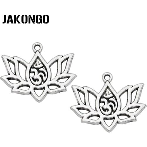 40PCS Antique Silver Plated Yoga Lotus Flower Charms Pendants for Jewelry Making Bracelet DIY Accessories 20x16mm