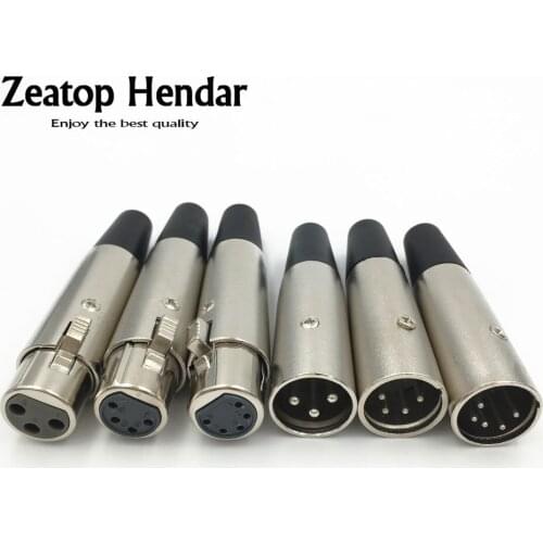 50Pcs Metal XLR 3 4 5 Pin Plug Male Female Solder Adapter Connector for Music Desk Speaker Audio Microphone Mic Cable Silver