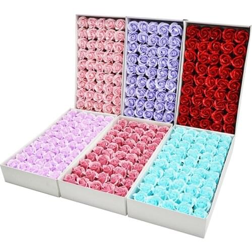 50PCS Three Layers Floral Soap Scented Roses Soap Flower Head with base Artificial Flowers Bouquet Branch Valentines Day Gift