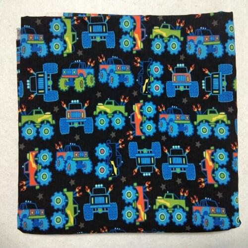 50x105cm Blue Green Cartoon Car Printed Cotton Fabric Car Fabric Patchwork for Cloth Dress Party Home Decoration