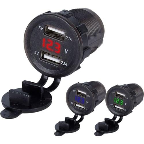 Cigarette Ligh USB Charger Socket Adapter LED Display With Dust Cover Power Socket Car Motorcycle (output 5V2.1A / Input 12V24V)