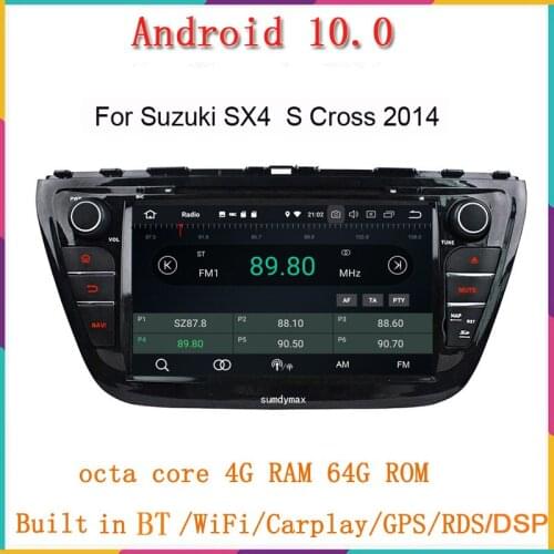 8" two din android 10.0 car dvd player For Suzuki S-Cross SX4 2014 2015 2016 2017 with capacitive touch screen gps wifi DVR DAB