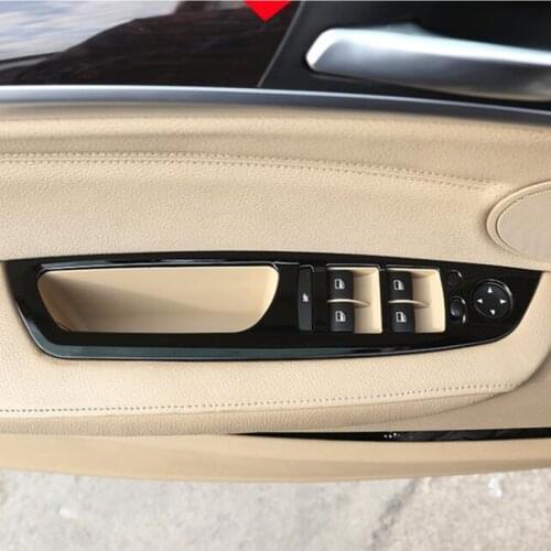 Black Car Door Armrest Panel Decoration Decals For BMW X5 E70 X6 E71 2008-2014 Stainless Steel Window Glass Lifting Buttons Trim