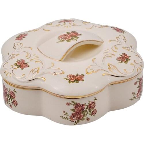 European Ceramic Dry Fruit Plate Living Room Fruit Plate Doggy Candy Box Nut Snack Plate New Year Fruit Plate Nut Box