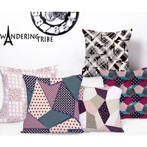 Custonized Mulitcolour Cushion Covers Geometric Decorative Pillows High Quality Vintage Sofa Cushion Cover For Living Room