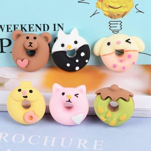 20pcs/lot Kawaii Simulation Food Flatback Resin Cabochon Cartoon Donuts for Bows Accessories Phone Deco Part Scrapbooking