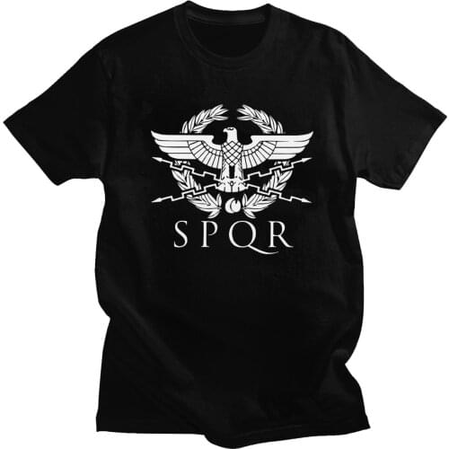 Cool SPQR Tshirt Men Short Sleeved Byzantine Eagle Shirt Summer Cotton Roman Empire T-shirt Urban Fashion Tee Top Merchandise