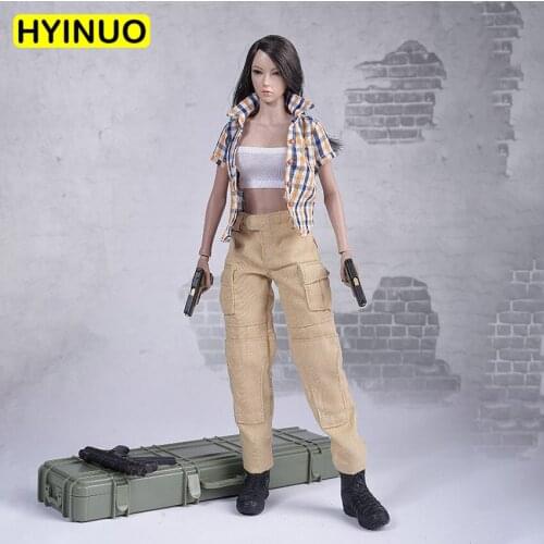 2 Color Model 1/6 Scale Female Sexy Grid Shirt Women Wrapped Girl chest Clothes Clothing Set F 12"Action Figure Female Body Doll