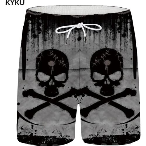 KYKU Skull Shorts Men Ink Casual Short Pants Poison 3d Printed Shorts Cargo Gray Hip Hop Mens Shorts Cool Summer New Streetwear