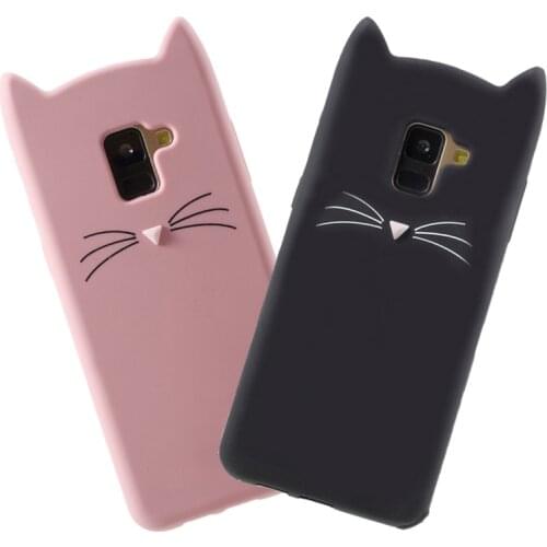 Soft Silicone Case For Samsung Galaxy A5 A7 A8 J1 J2 J3 J5 J7 Prime 2016/2017/2018 3D Cartoon Cute Beard Cat Ears Phone Cover