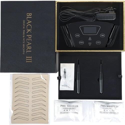 Black Pearl III Semi Permanent Makeup Pen Kit Multifunctional Tattoo machine For PMU Tattoo Artist Academy with 2PCS tattoo pen