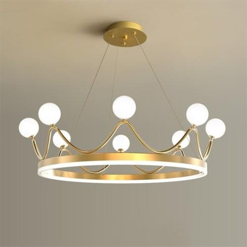 Nordic Designer Crown Chandeliers Modern Luxury Living Room Decor Chandelier Lighting LED Creative Childrens Room Bedroom Lamp