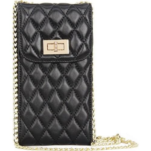 New Leather Mini Sheepskin Inclined Shoulder Bag Change Women Messenger Bag Mobile Phone Joker Diamond Lattice bags for women