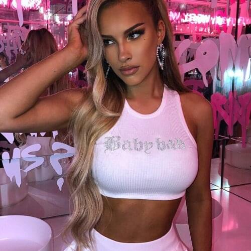 Sexy Fitness Vest Sleeveless Women Fitness Round Neck Diamond Letters Sports Spring Summer Camisole Tight Clothes Sportswear