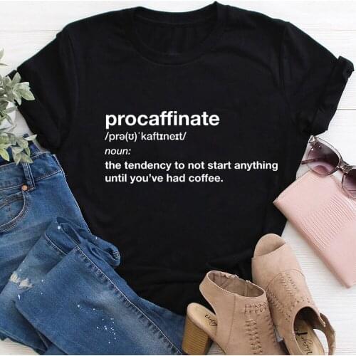 Procaffeinate Dictionary Excerpt Coffee 100%Cotton Women Tshirt Unisex Funny Summer Casual Short Sleeve Top Coffee Lovers Shirt