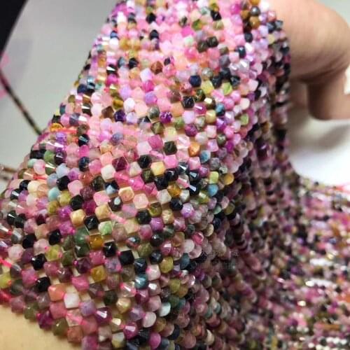 TOURMALINE faceted 4mm for DIY jewelry making loose beads FPPJ wholesale beads nature gemstone