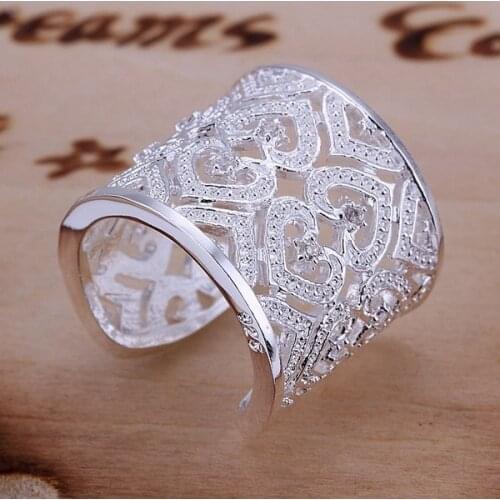 Leading fashion silver gold color womenpersonality simple elegant stone fashion jewelry heart ring silver classic models R106