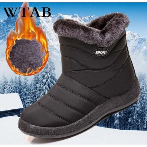 WTAB new warm non-slip women boots ankle winter simier ladies shoes zippers waterproof Plus Size snow boots women 35-43 shoes