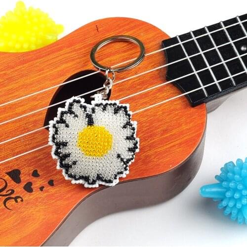 Y103 pearl embroidered printed pearl bag pendant key chain bead cross embroidered double sided hand gift