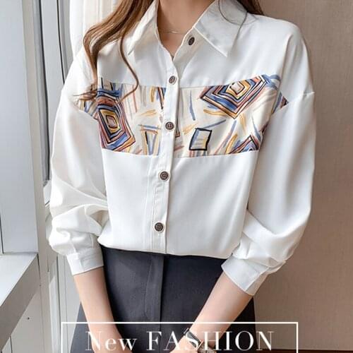 Fashion printing ladies shirts casual loose Womens Blouses 2021 Spring Autumn Long Sleeve Shirts Tops Blusas Mujer