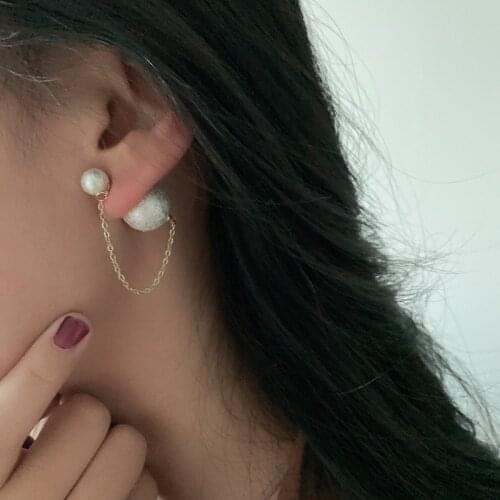 TIMEONLY Multiple Oversize Simulated Pearl Earrings for Women Gold Color Chain Shiny Rhinestone Long Hanging Dangle Earrings