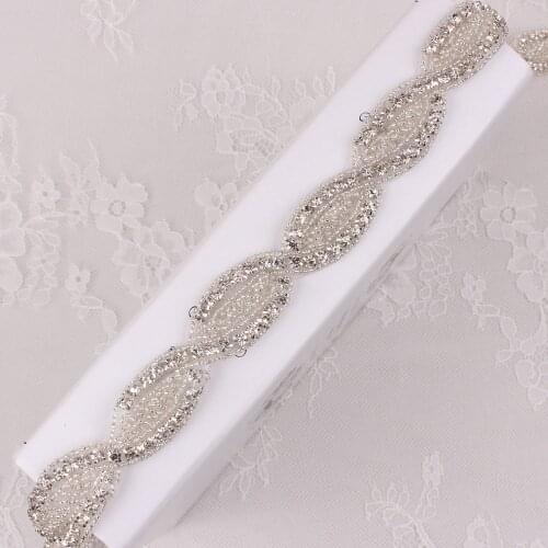 10yards) Wholesale Iron On Sewing Crystal Bridal Wedding Sash Beaded Rhinestone Appliques Trimming