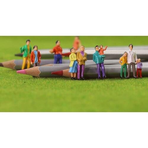 100pcs HO Scale Painted Figures People 1:87 Model Train Standing Passengers approx. 19 poses P100W