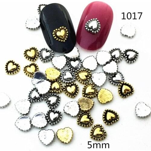 100pcs/bag 3D Nail Art Decoration Alloy Kawaii 5mm Retro Heart Metal Nail accessory Charms Nail Art Styling Tools
