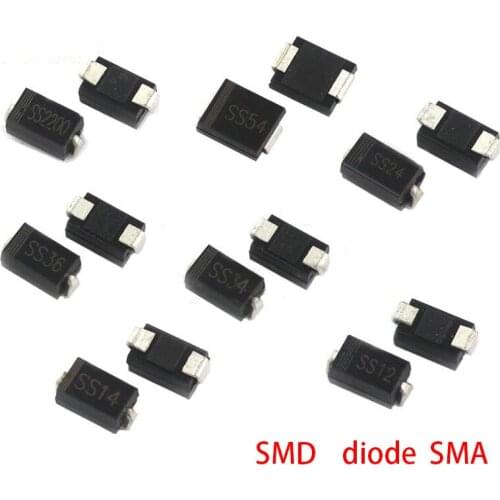 100pcs SMD diode SMA 20 types M1 M4 M7 SS34 SS14 RS1M SS110 ES1J US1M