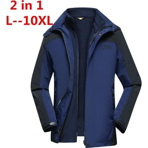 10XL 9XL 8XL 6XL 3 in 1 Men Hiking Jackets Two Pieces Outdoors Windbreaker Winter Warm Coats 2 in 1 Trekking Camping Jacket Man