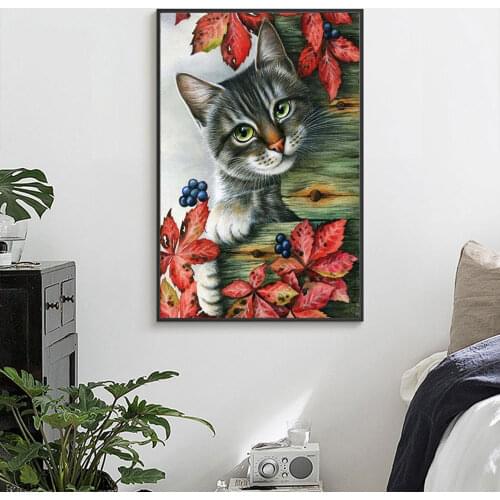 14/16/18/27/28 Meian Cross Stitch Embroidery Kits 14CT Lazy Lovely Cat Cotton Thread Painting DIY Needlework DMC New Year