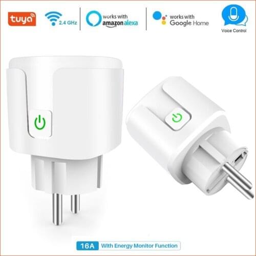 16A Power Monitor Smart Plug EU Standard Wifi Smart Home Socket Voice Control via Alexa Google Home Support TUYA Smart Life App