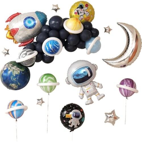 3D Astronaut Foil Balloon Rocket Balloons Space Ballons For Boy Kids Astronauta Universe Series Outer Space Birthday Party Decor
