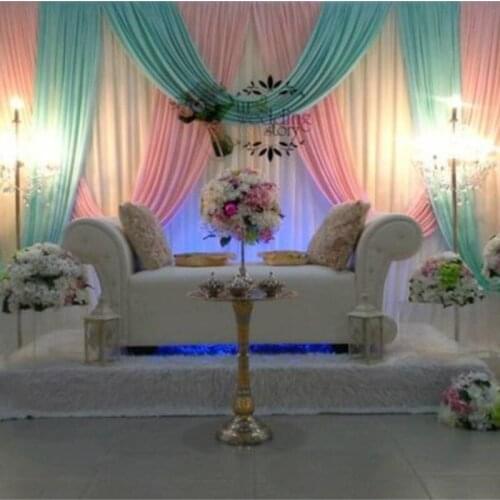 3x6m Tiffany blue and pink wedding backdrop curtain with swag wedding drapes , wedding stage backdrop