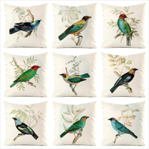 45cm*45cm **Colorful Bird** Inimitated Silk Fabric Throw Pillow Covers Couch Cushion Cover Home Decorative Pillows Pillow Case