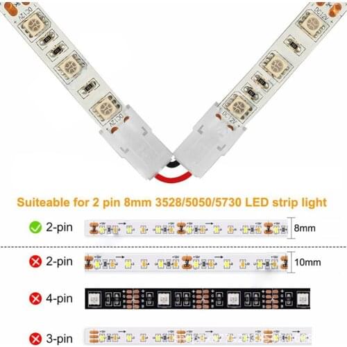 5 Pcs 2PIN 3PIN 4PIN Free Soldering LED Connector Corner Connector For LED Strip Light 8/10mm Right Angle Adjustable Connectors