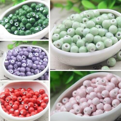 50pcs/lot 8mm Round Glaze Ceramic Beads Procelain For Jewelry Making Loose Spacer Beads DIY Handmade Charm Bracelet