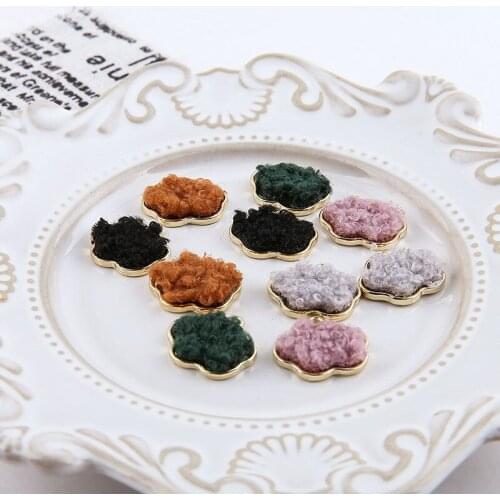 6pcs Korean Handmade Colorful Cute Earrings Alloy Bottom Support Lamb Hair Cloud Pendant Earrings For Girls Jewelry Accessories