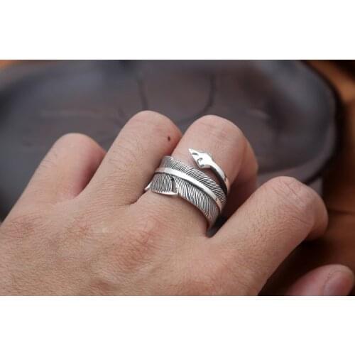 925 STERLING SILVER arrow feather men mens rings Ring jewelry A5746