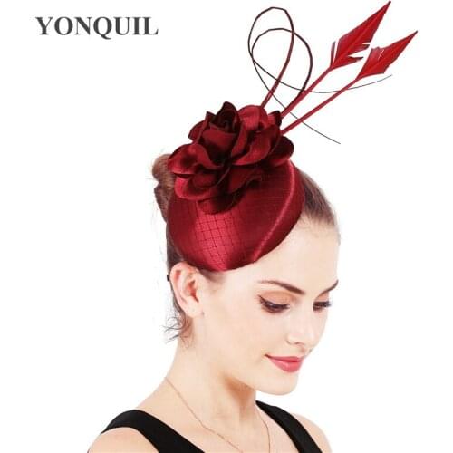 Satin Mesh Fascinator Wedding Hats For Elegant Womens Party Headpiece Ladies Formal Dress Church Fedora Hats With Hair Clips