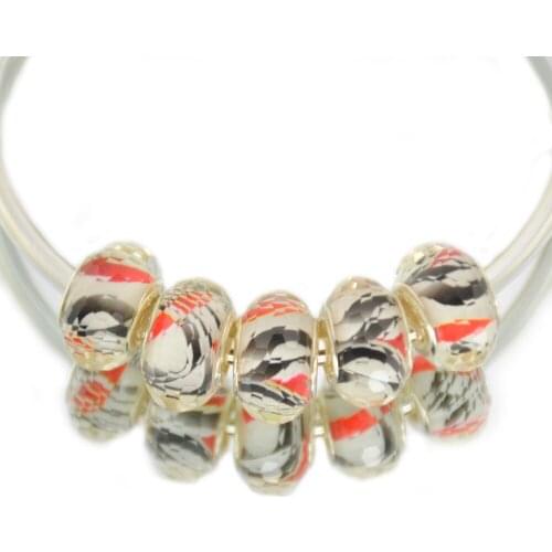 Free Shipping 10pcs /lot Faceted Acrylic Glass European Lampwork Charm Beads Big Hole For DIY Jewelry Making pulseira masculina