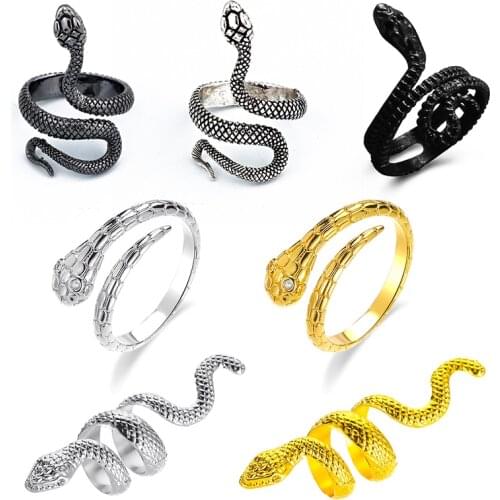 1 Piece European New Retro Punk Exaggerated Spirit Snake Ring Fashion Personality Stereoscopic Opening Adjustable Ring Jewelry