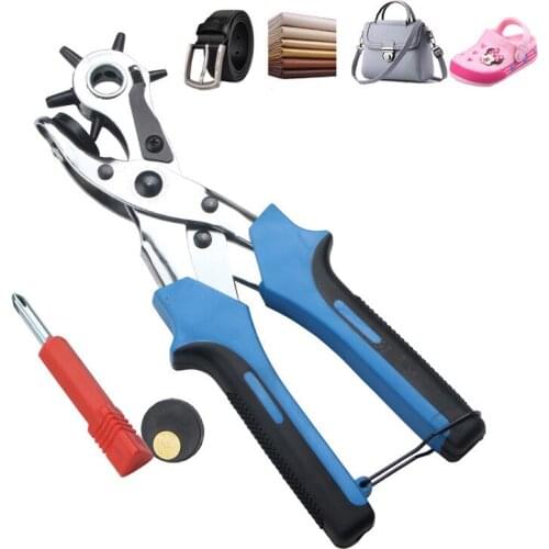 Punching Revolving Leather Punch Plier Punch Hole Tool Puncher for Belts Saddle Watch Bands Strap Shoe Fabric Paper Leathercraft