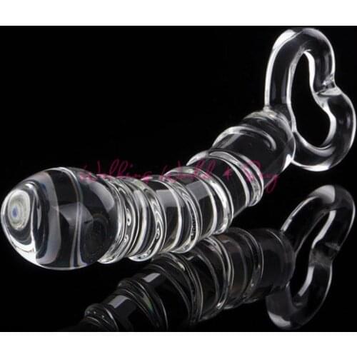 Clear Crystal Glass Dildo Heart Shape Handheld Spiral Penis Femal Masturbation Vaginal Massager Anal Toys Sex Toys For Couples